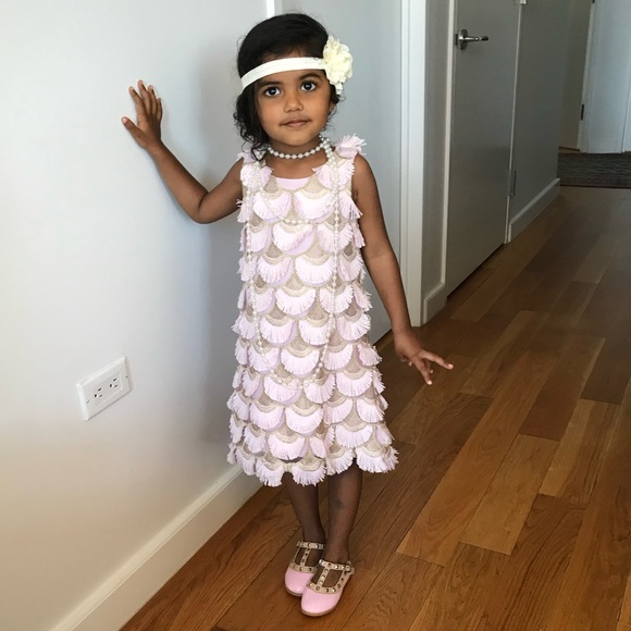 Other - Worn *once* GORGEOUS unique light pink and gold fringe detail dress